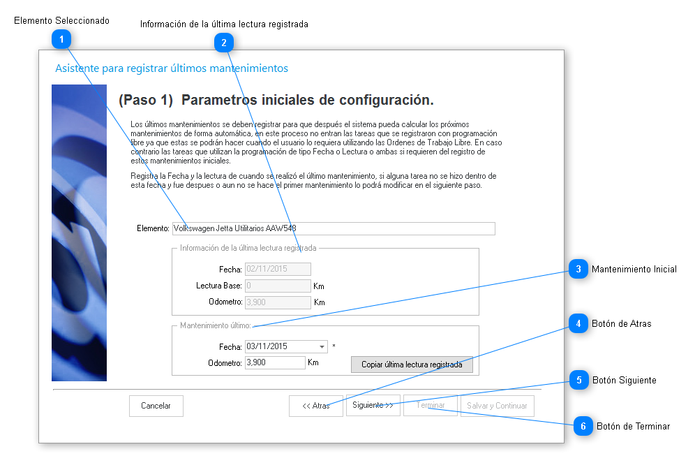 Agregar Mantenimiento Inicial