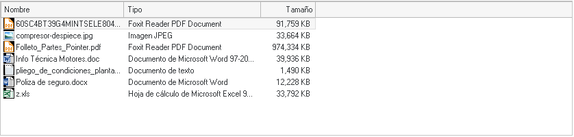 8. Lista de archivos que adjuntaran