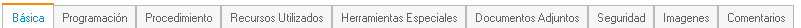 15. Pestañas de separación de registro de información